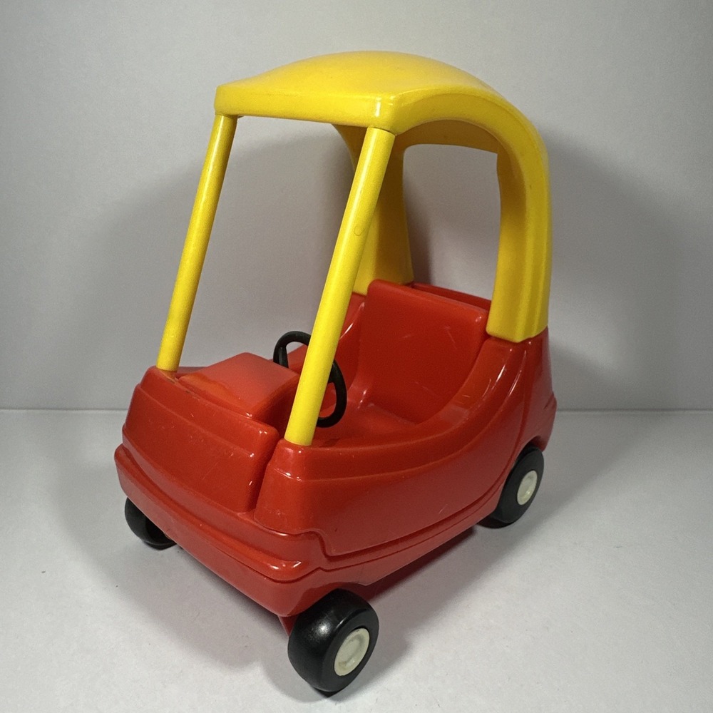 Vintage Little Tikes Dollhouse Cozy Coupe Miniature Red Yellow Mini Doll Car